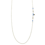 Mi Amore Flower Adjustable Dangle-Belly-Chain Silver-Tone & Blue