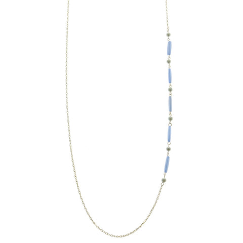 Mi Amore Adjustable Dangle-Belly-Chain Silver-Tone/Blue