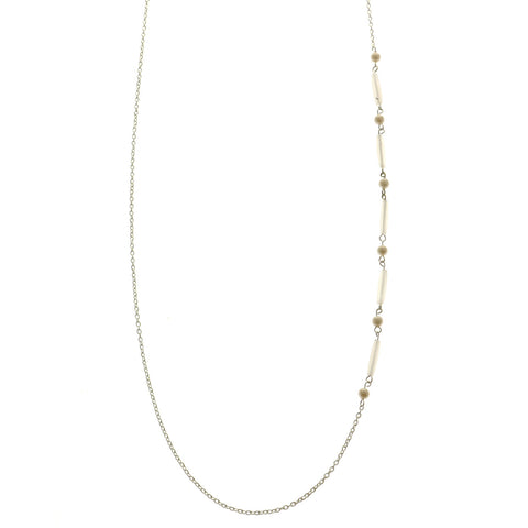Mi Amore Adjustable Dangle-Belly-Chain Silver-Tone/White