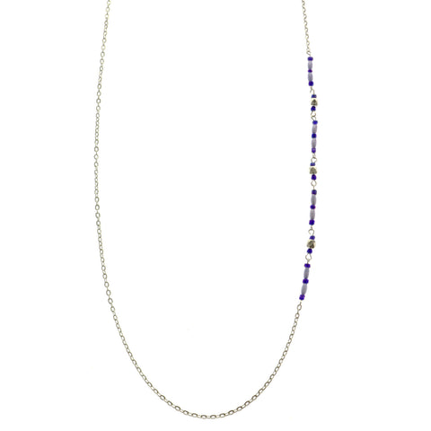 Mi Amore Adjustable Dangle-Belly-Chain Silver-Tone/Purple