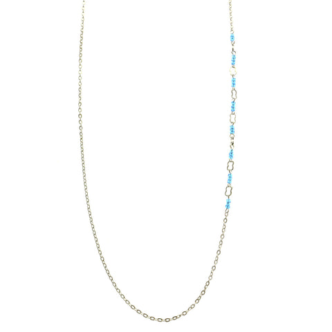 Mi Amore Adjustable Dangle-Belly-Chain Silver-Tone/Blue