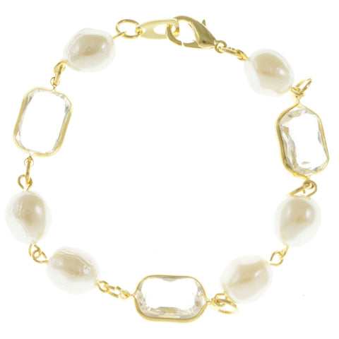 Mi Amore Bangle-Bracelet Gold-Tone/White
