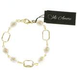 Mi Amore Bangle-Bracelet Gold-Tone/White