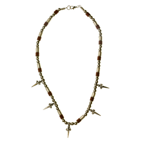 Mi Amore Spikes Statement-Necklace Silver-Tone/Brown