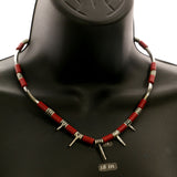 Mi Amore Spikes Statement-Necklace Red/Silver-Tone