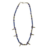 Mi Amore Gothic Bullet Charm Statement-Necklace Blue & Silver-Tone