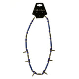 Mi Amore Gothic Bullet Charm Statement-Necklace Blue & Silver-Tone