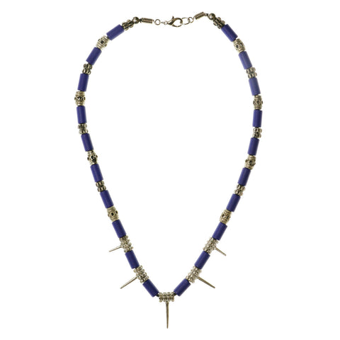 Mi Amore Spikes Statement-Necklace Blue/Silver-Tone