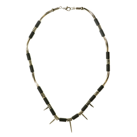 Mi Amore Spikes Statement-Necklace Black/Silver-Tone