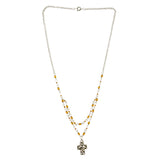 Mi Amore Cross Pendant-Necklace Silver-Tone/Brown