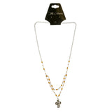Mi Amore Cross Pendant-Necklace Silver-Tone/Brown