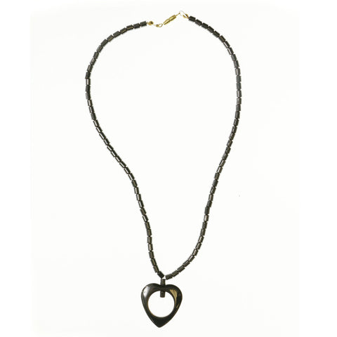 Mi Amore Heart Pendant-Necklace Black