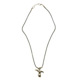Mi Amore Bird Hand Pendant-Necklace Silver-Tone & Black