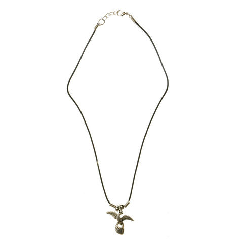 Mi Amore Bird Hand Pendant-Necklace Silver-Tone & Black