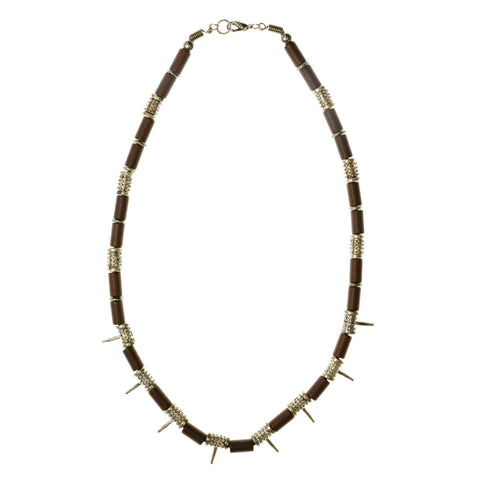 Mi Amore Spikes Statement-Necklace Brown/Silver-Tone