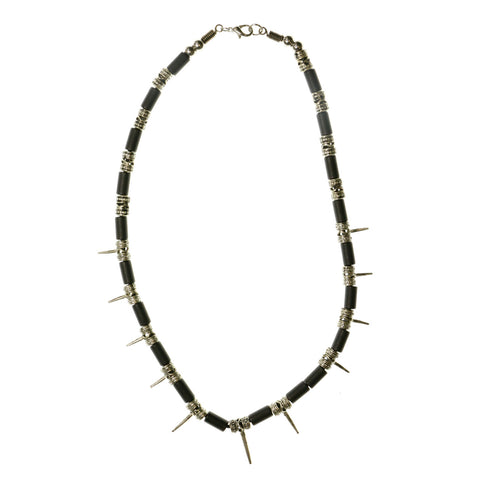 Mi Amore Spikes Statement-Necklace Silver-Tone/Black