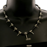 Mi Amore Spikes Statement-Necklace Silver-Tone/Black
