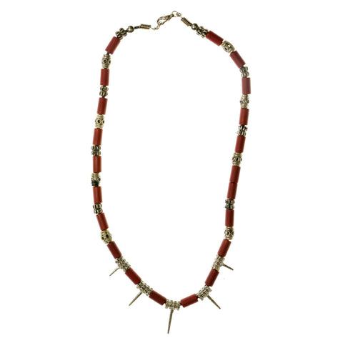 Mi Amore Spikes Statement-Necklace Red/Silver-Tone
