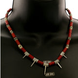 Mi Amore Spikes Statement-Necklace Red/Silver-Tone