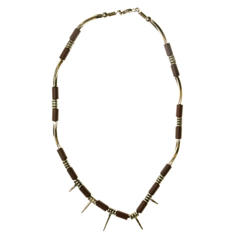 Mi Amore Spikes Statement-Necklace Silver-Tone/Brown