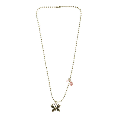 Mi Amore Butterfly Pendant-Necklace Silver-Tone/Pink