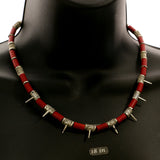 Mi Amore Spikes Statement-Necklace Red/Silver-Tone