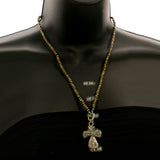 Mi Amore Cross Pendant-Necklace Silver-Tone/Brown