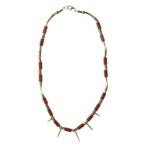 Mi Amore Spikes Statement-Necklace Silver-Tone/Red