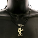 Mi Amore Alien  Face Pendant-Necklace Black & White