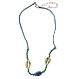 Mi Amore Flower Shells Statement-Necklace White & Blue