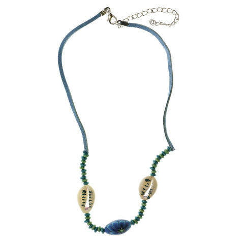 Mi Amore Flower Shells Statement-Necklace White & Blue