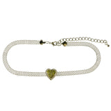 Mi Amore Heart Choker-Necklace Green/Silver-Tone
