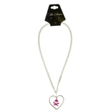 Mi Amore Skull Heart Pendant-Necklace Pink & Silver-Tone