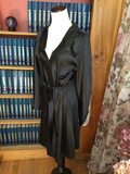 Kimono Style Black Robe with Peach Lace Sleeves