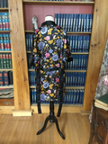 Black Floral Silky Kimono Style Robe