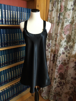 Black Silky Long Chemise Nightgown