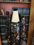 Black Floral Silky Kimono Style Robe