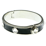 Mi Amore Clasp Bangle-Bracelet Black/Silver-Tone
