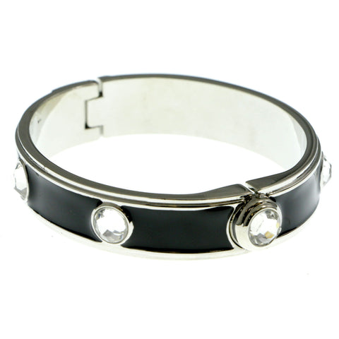 Mi Amore Clasp Bangle-Bracelet Black/Silver-Tone