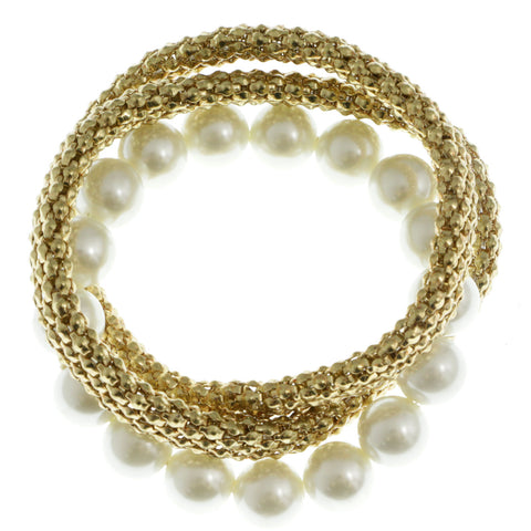 Mi Amore Linked-Bangle-Bracelet Gold-Tone/White