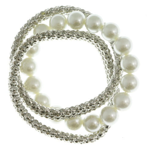 Mi Amore Linked-Bangle-Bracelet Silver-Tone/White