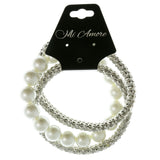 Mi Amore Linked-Bangle-Bracelet Silver-Tone/White