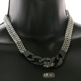 Mi Amore Adjustable Choker-Necklace Black/Silver-Tone