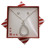 Mi Amore Teardrop Pendant Necklace-Earrings-Set Silver-Tone/Clear