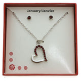 Mi Amore Birth stones Necklace-Earrings-Set Silver-Tone/Brown
