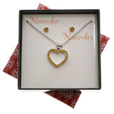Mi Amore Birth stones Necklace-Earrings-Set Silver-Tone/Yellow