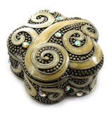 Ornately shaped jewelry holder with enamel coloring and AB finished rhinestones JHS3