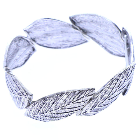 Mi Amore Leaf design Stretch-Bracelet Silver-Tone