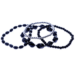Mi Amore 4 Bracelet set Stretch-Bracelet Black/Silver-Tone