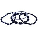Mi Amore 4 Bracelet set Stretch-Bracelet Black/Silver-Tone